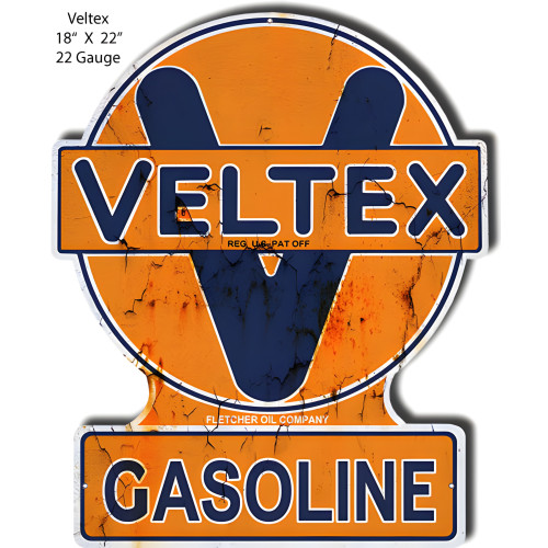 Veltex Gasoline Reproduction Metal Sign - 18" x 22"