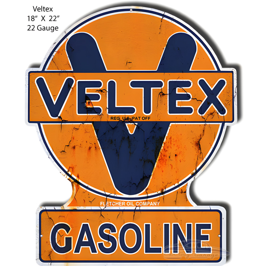 Veltex Gasoline Reproduction Metal Sign - 18" x 22" Veltex Gasoline Reproduction Metal Sign - 18" x 22"