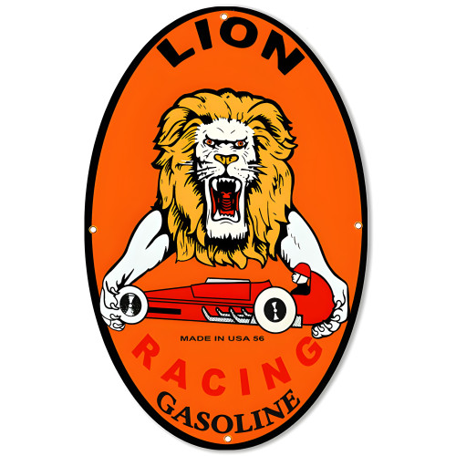 Lion Racing Gasoline Metal Sign - 23.5" x 15"