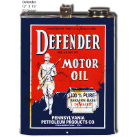 Defender Motor Oil Reproduction Metal Sign - 12" x 15"