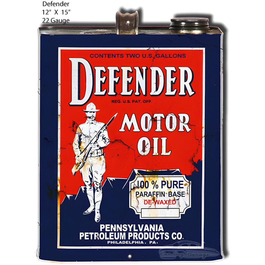 Defender Motor Oil Reproduction Metal Sign - 12" x 15" Defender Motor Oil Reproduction Metal Sign - 12" x 15"