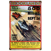 Brooklands 500 Miles Race Metal Sign - 12" x 18"