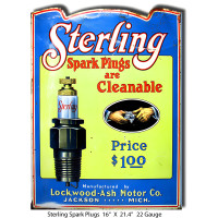 Sterling Spark Plugs Metal Sign - 16" x 21.4"