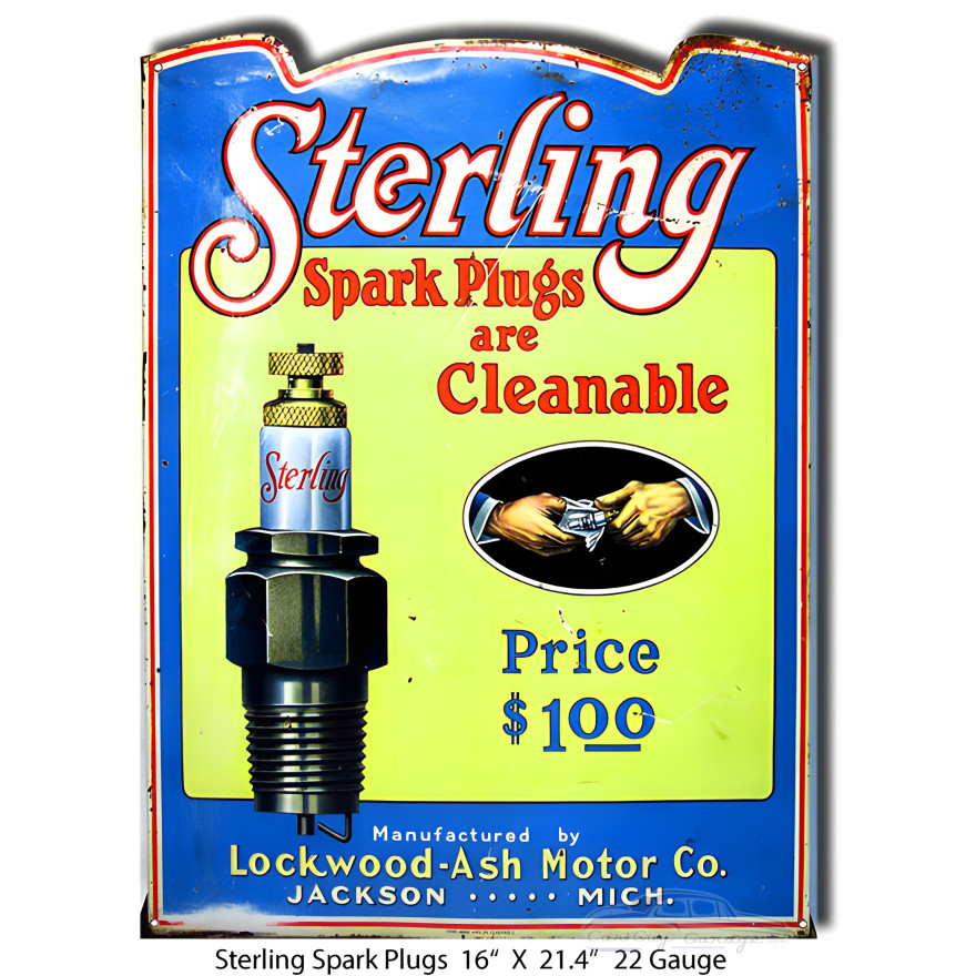 Sterling Spark Plugs Metal Sign - 16" x 21.4" Sterling Spark Plugs Metal Sign - 16" x 21.4"