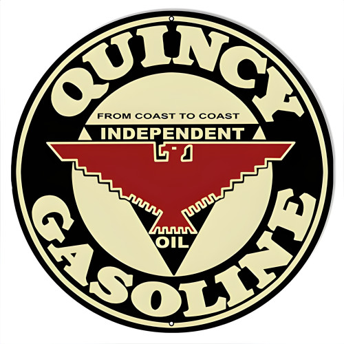 Quincy Gasoline Cut Out Metal Sign - 14" x 14"