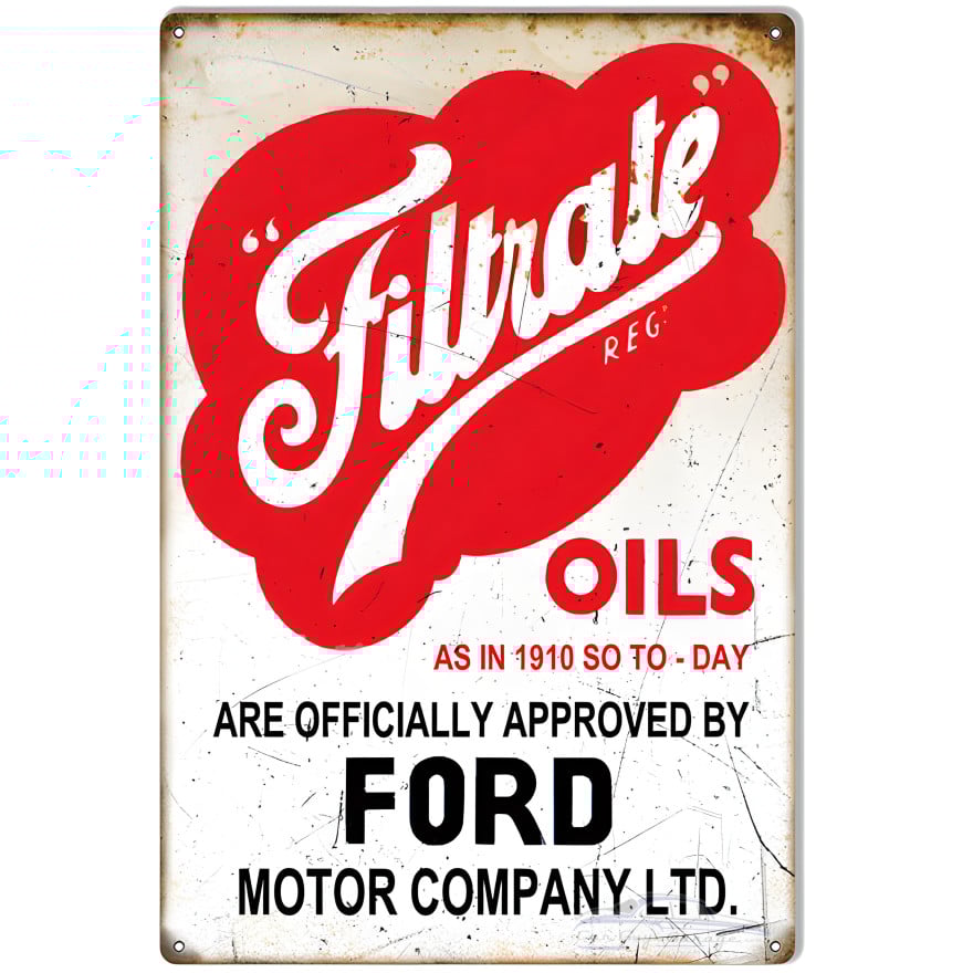 Ford Filtrate Oils Metal Sign - 12" x 18" Ford Filtrate Oils Metal Sign - 12" x 18"