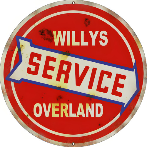Willy's Service Overland Metal Sign - 18" Round