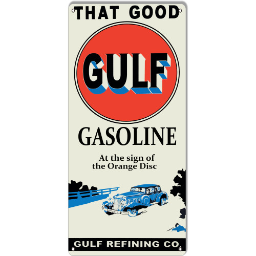 Good Gulf Gasoline Motor Oil Metal Sign - 11" x 24"