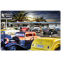 Classic Cars At Fosters Freeze Metal Sign - 12" x 18"
