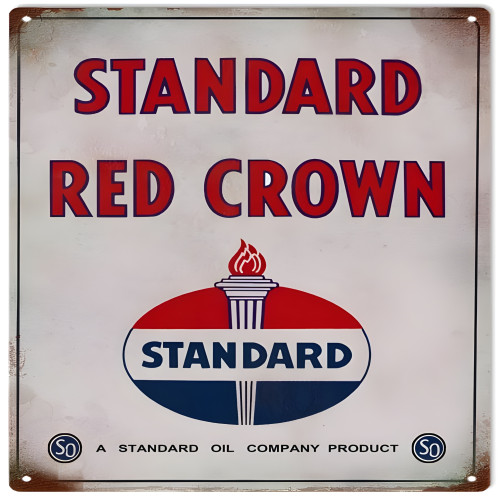Standard Red Crown Motor Oil Metal Sign - 12" x 12"