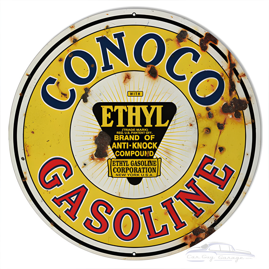 Conoco Gasoline Motor Oil Metal Sign - 24" Round Conoco Gasoline Motor Oil Metal Sign - 24" Round