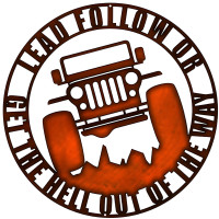 CJ2A Jeep Lead Follow Metal Sign - 18" x 18"