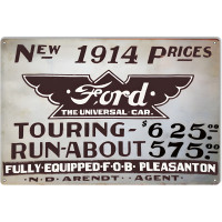 1914 Ford Car Garage Shop Reproduction Metal Sign - 12" x 18"
