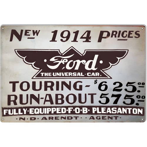1914 Ford Car Garage Shop Reproduction Metal Sign - 12" x 18"