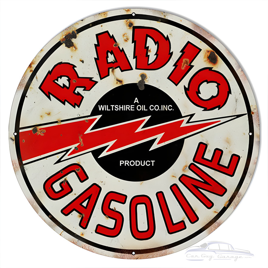 Radio Gasoline Motor Oil Metal Sign - 24" Round Radio Gasoline Motor Oil Metal Sign - 24" Round