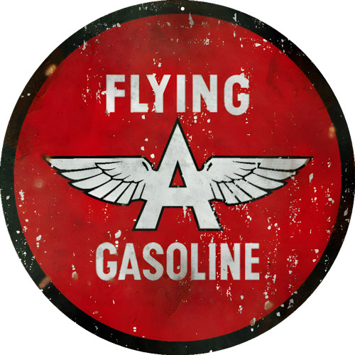 Flying A Gasoline Service Station Metal Sign - 14" Round