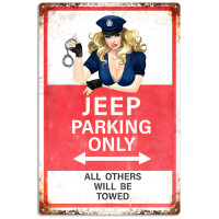 Jeep Parking Only With Pin Up Girl Metal Sign - 12" x 18"