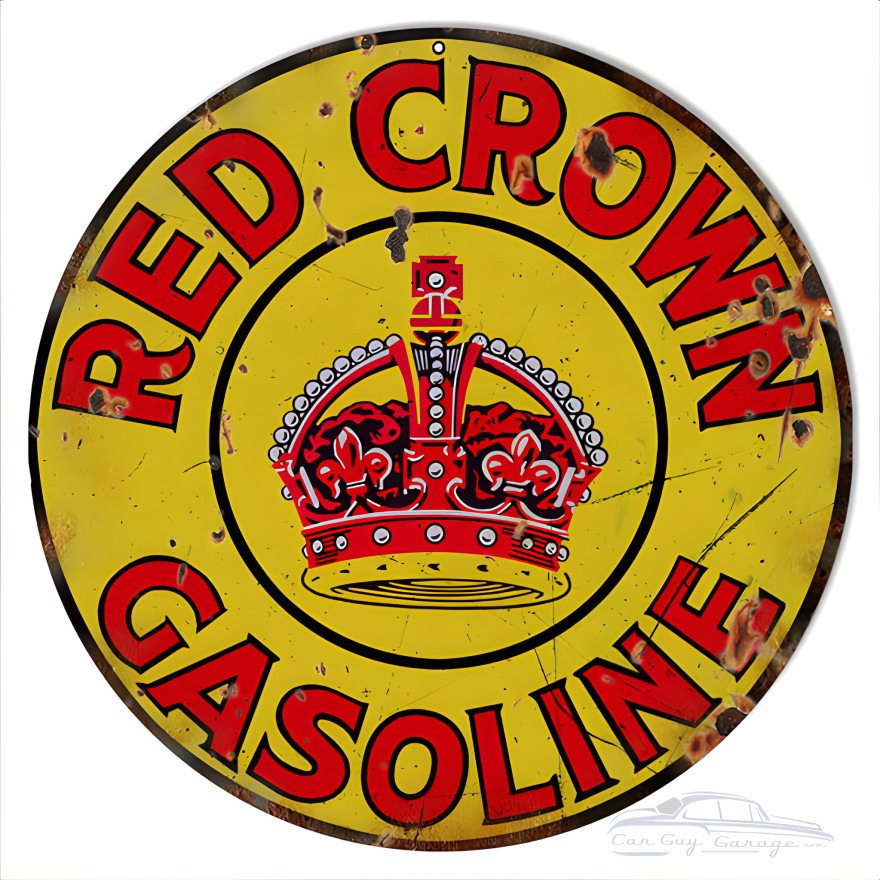 Red Crown Gasoline Motor Oil Metal Sign - 14" Round Red Crown Gasoline Motor Oil Metal Sign - 14" Round