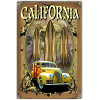Yellow Woody California Metal Sign - 12" x 18"