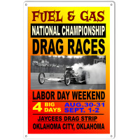 Fuel And Gas National Championship Drag Races Motor Speedway Metal Sign - 12" x 18"