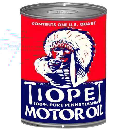 Tiopet Motor Oil Reproduction Can Cut Out Gas Station Metal Sign - 7.25" x 10.5"