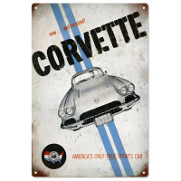 Corvette 1958 America's Only True Sports Car Metal Sign - 12" x 18"