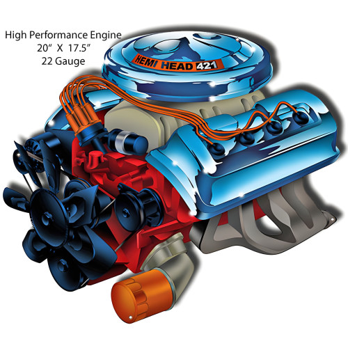 Hemi High Performance Engine Metal Sign - 20" x 18"