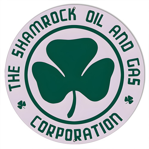 Shamrock Corporation Oil And Gas Metal Sign - 18" Round