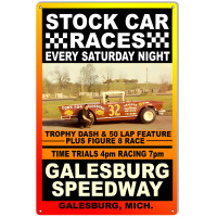 Stock Car Races Galesburg Motor Speedway Metal Sign - 12" x 18"
