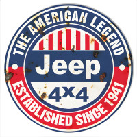 American Legend Since 1941 Jeep Metal Sign - 14" Round