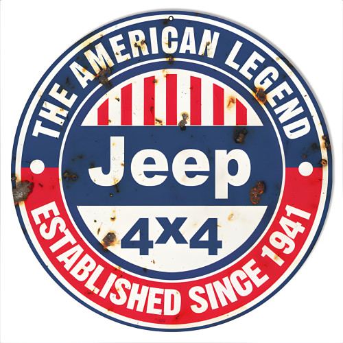 American Legend Since 1941 Jeep Metal Sign - 14" Round