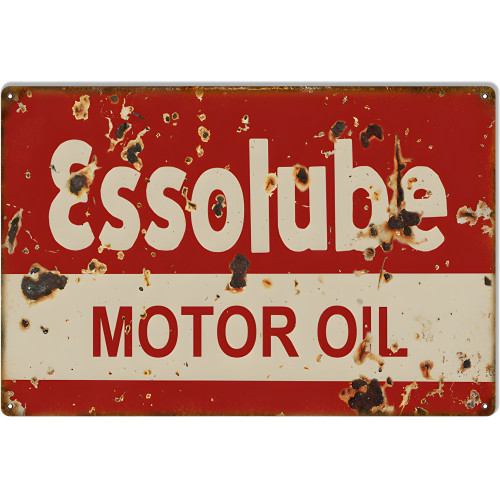 Essolube Motor Oil Metal Sign - 16" x 24"