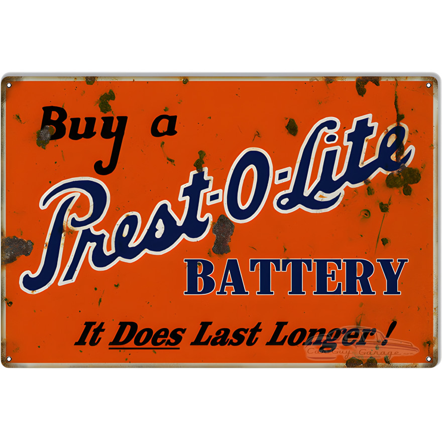 Prest O Lite Battery Gas Station Metal Sign - 16" x 24" Prest O Lite Battery Gas Station Metal Sign - 16" x 24"