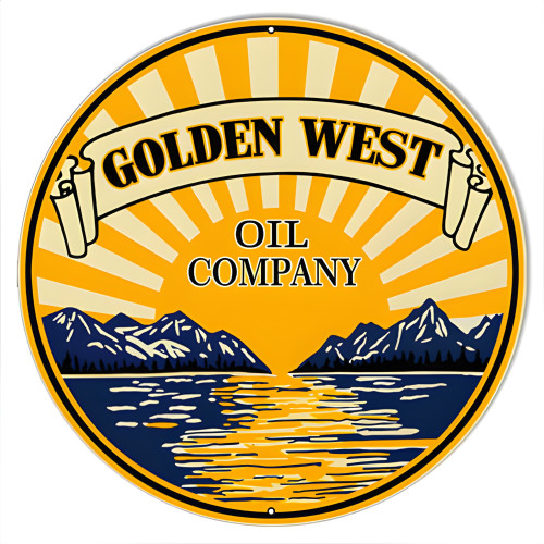 Golden West Motor Oil Metal Sign - 14" Round