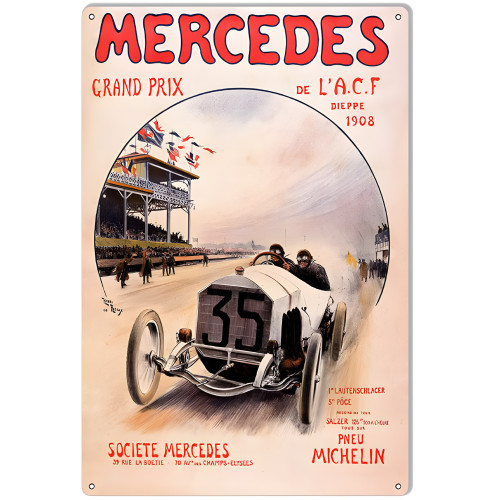 Mercedes Grand Prix Reproduction Large Motor Speedway Metal Sign - 16" x 24"