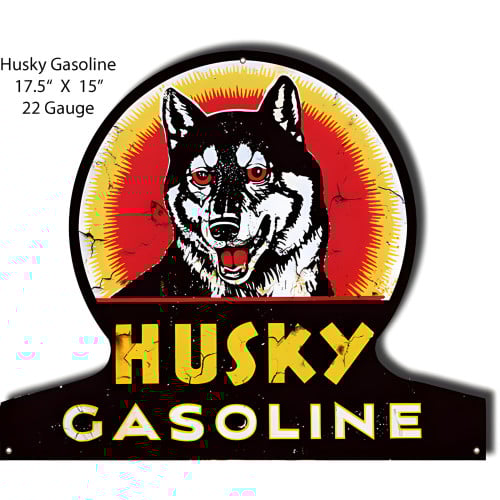 Husky Gasoline Distressed Metal Sign - 15" x 17.5"
