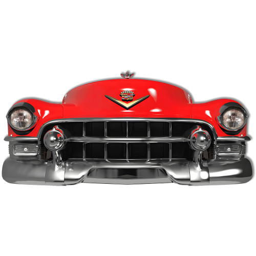 Red Front End Cadillac El Dorado Metal Sign - 24" x 11"