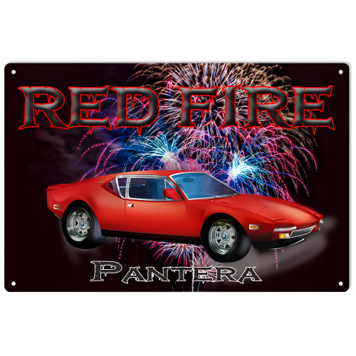 Red Fire Pantera Hot Rod Garage Metal Sign - 16" x 24"