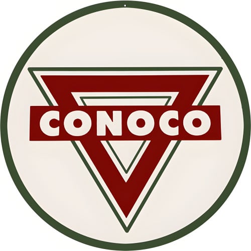 Conoco Gasoline Metal Sign - 18" Round