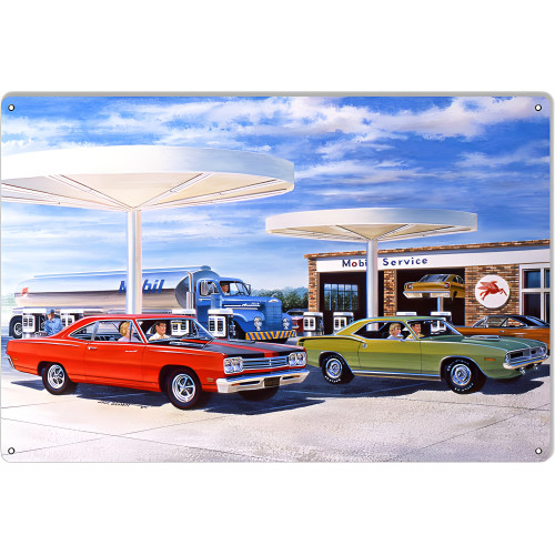 Pegasus Mobil Oil Gas Station Reproduction Garage Shop Metal Sign - 12" x 18"