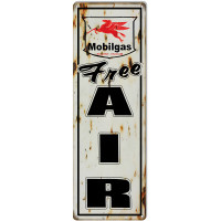 Mobilgas Free Air Metal Sign - 6" x 18"