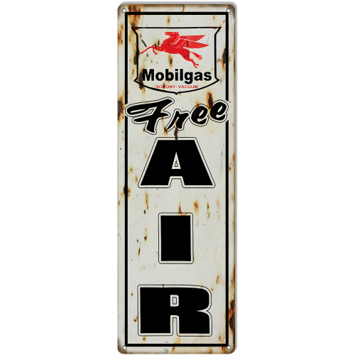 Mobilgas Free Air Metal Sign - 6" x 18"