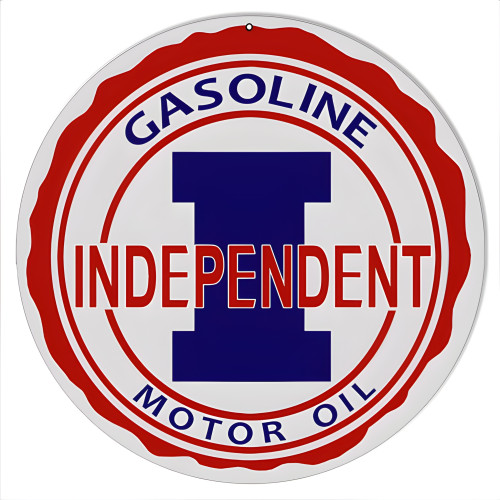 Independent Gasoline Motor Oil Metal Sign - 14" Round