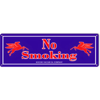No Smoking Socony-Vacuum Motor Oil Metal Sign - 8" x 24"
