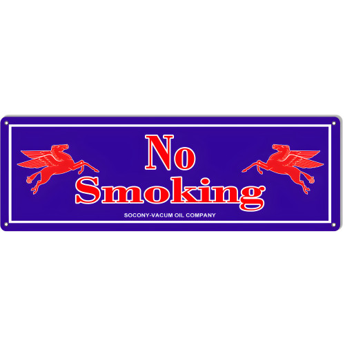 No Smoking Socony-Vacuum Motor Oil Metal Sign - 8" x 24"