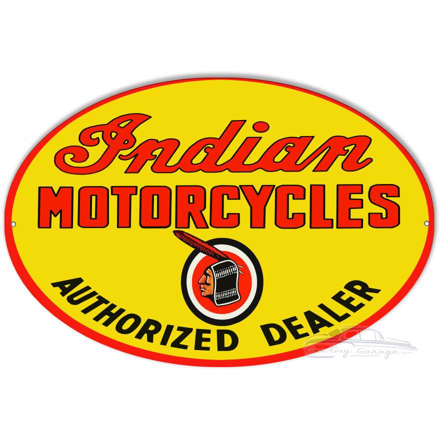 Indian Motorcycle Authorized Dealer Metal Sign - 9" x 14" Indian Motorcycle Authorized Dealer Metal Sign - 9" x 14"