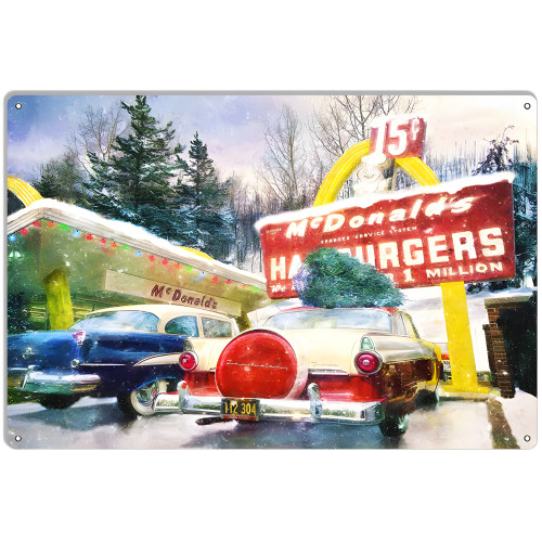 Christmas Time At McDonalds Metal Sign - 12" x 18"
