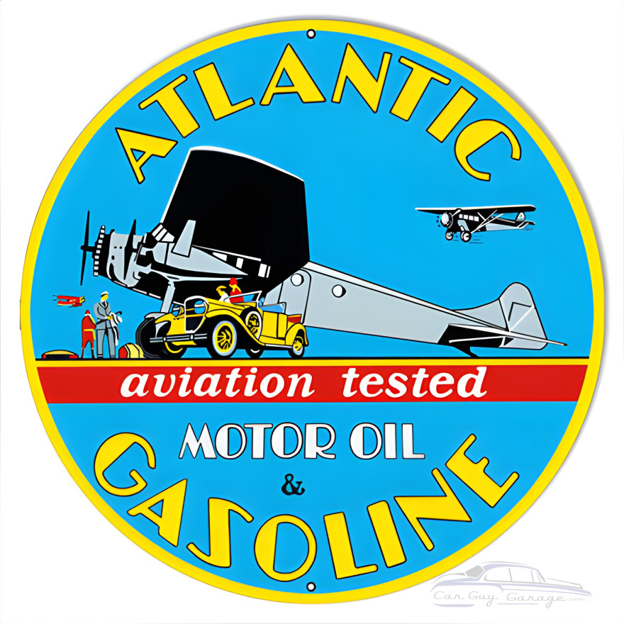 Aviation Vintage Motor Oil Metal Sign - 30" Round Aviation Vintage Motor Oil Metal Sign - 30" Round