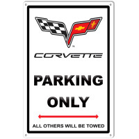 Corvette Parking Only Garage Shop Metal Sign - 12" x 18"