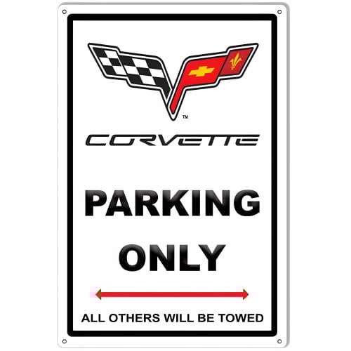 Corvette Parking Only Garage Shop Metal Sign - 12" x 18"